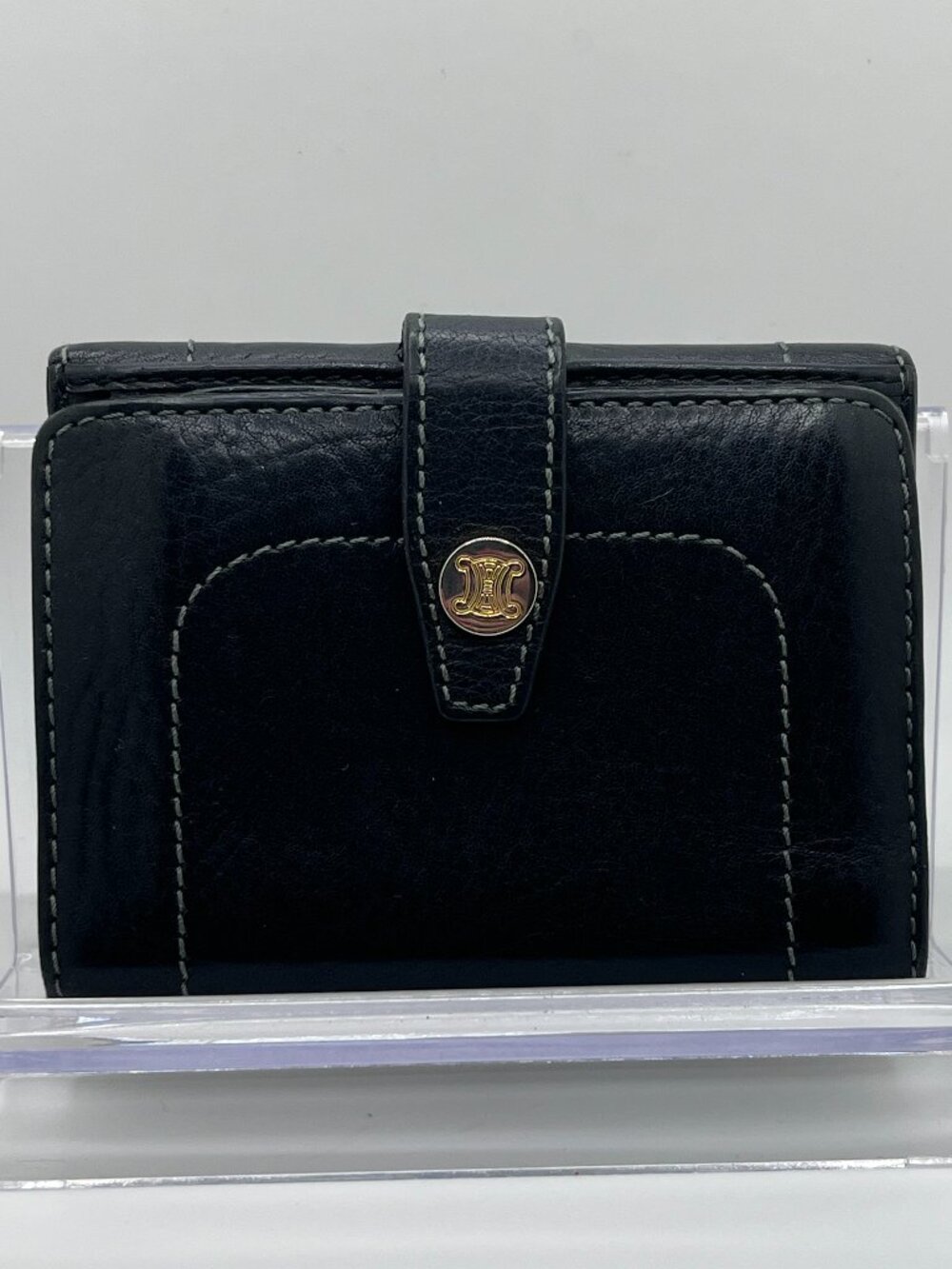 Vintage Celine Black Leather Compact Wallet - Picture 2 of 11